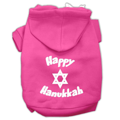 Sudadera con capucha para perros y gatos de Hanukkah serigrafiada con la frase "Happy Hanukkah"