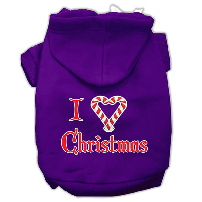 Christmas Pet Dog & Cat Hoodie Screen Printed, "I Heart Christmas"