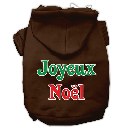 Christmas Pet Dog & Cat Hoodie Screen Printed, "Joyeux Noel"