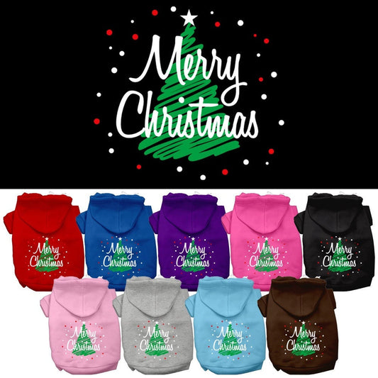 Christmas Pet, Dog & Cat Hoodie Screen Printed, "Scribble Merry Christmas"