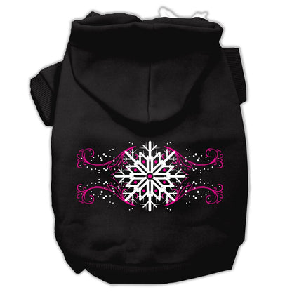 Christmas Pet Hoodie Screen Printed, "Pink Snowflake Swirls"