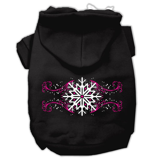 Christmas Pet Hoodie Screen Printed, "Pink Snowflake Swirls"