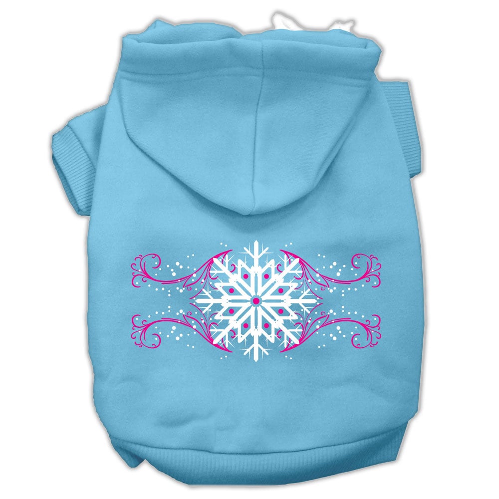 Christmas Pet Dog & Cat Hoodie Screen Printed, "Pink Snowflake Swirls"