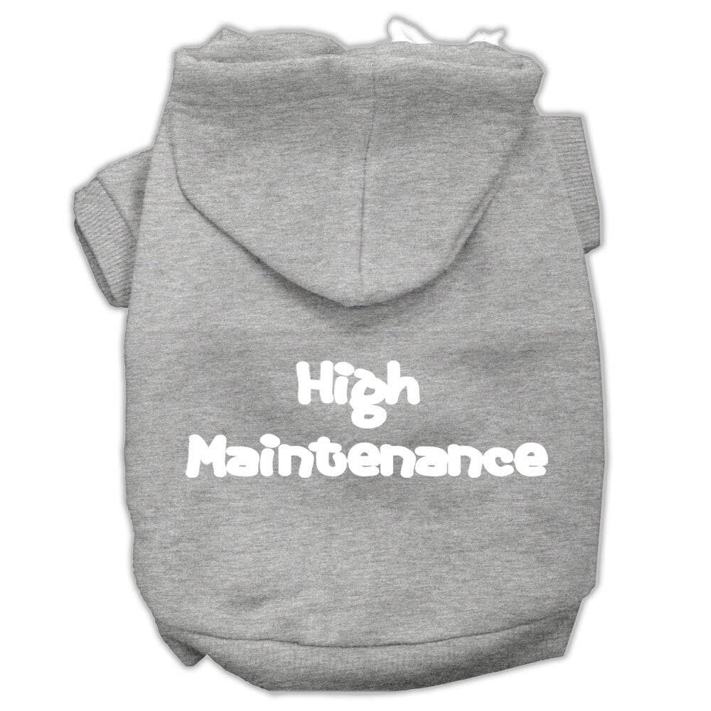 Sudadera con capucha para mascotas, perros y gatos serigrafiada con la frase "High Maintenance"