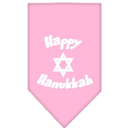 Bandana para mascotas y perros serigrafiada con la frase "Happy Hanukkah"