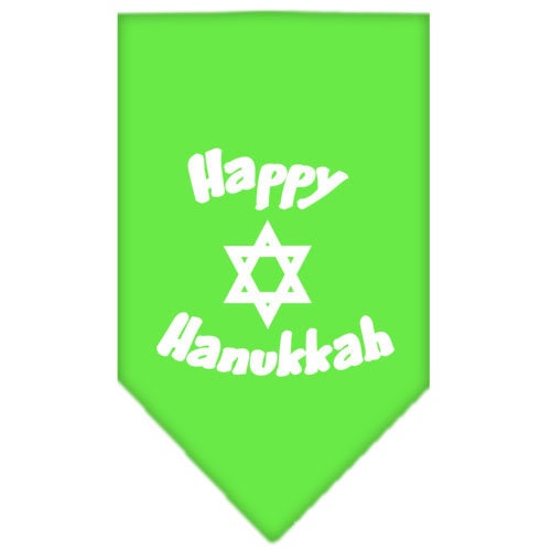 Bandana para mascotas y perros serigrafiada con la frase "Happy Hanukkah"