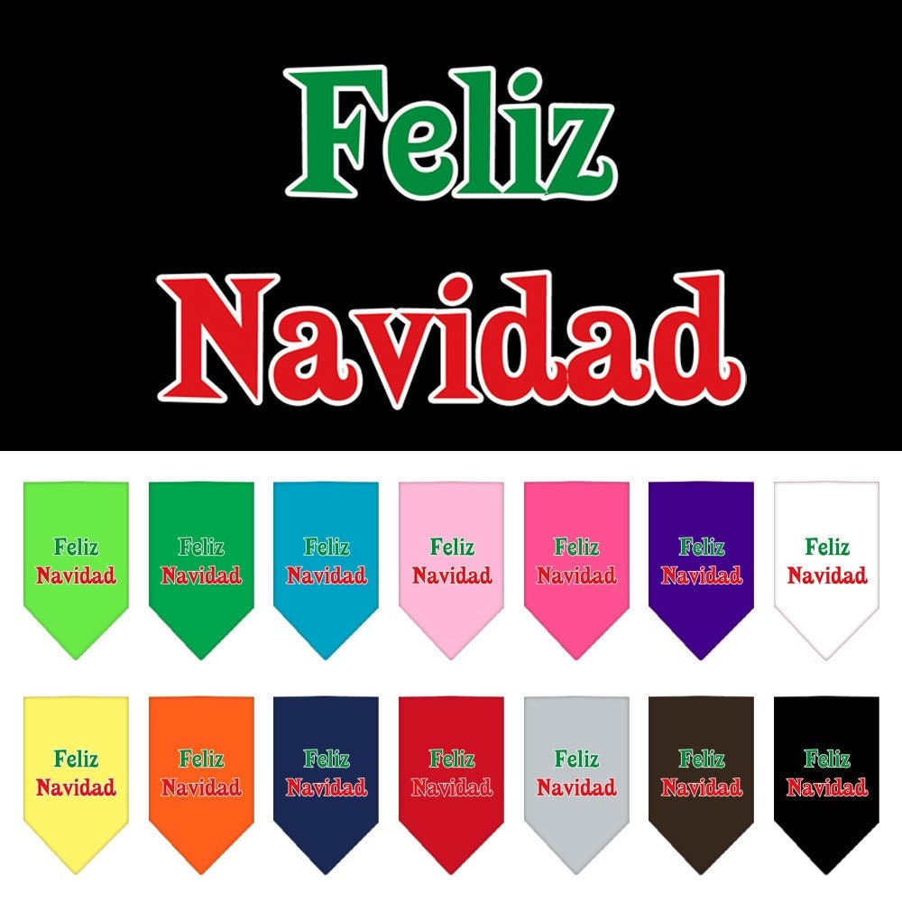 Bandana navideña para mascotas y perros serigrafiada, "Feliz Navidad"