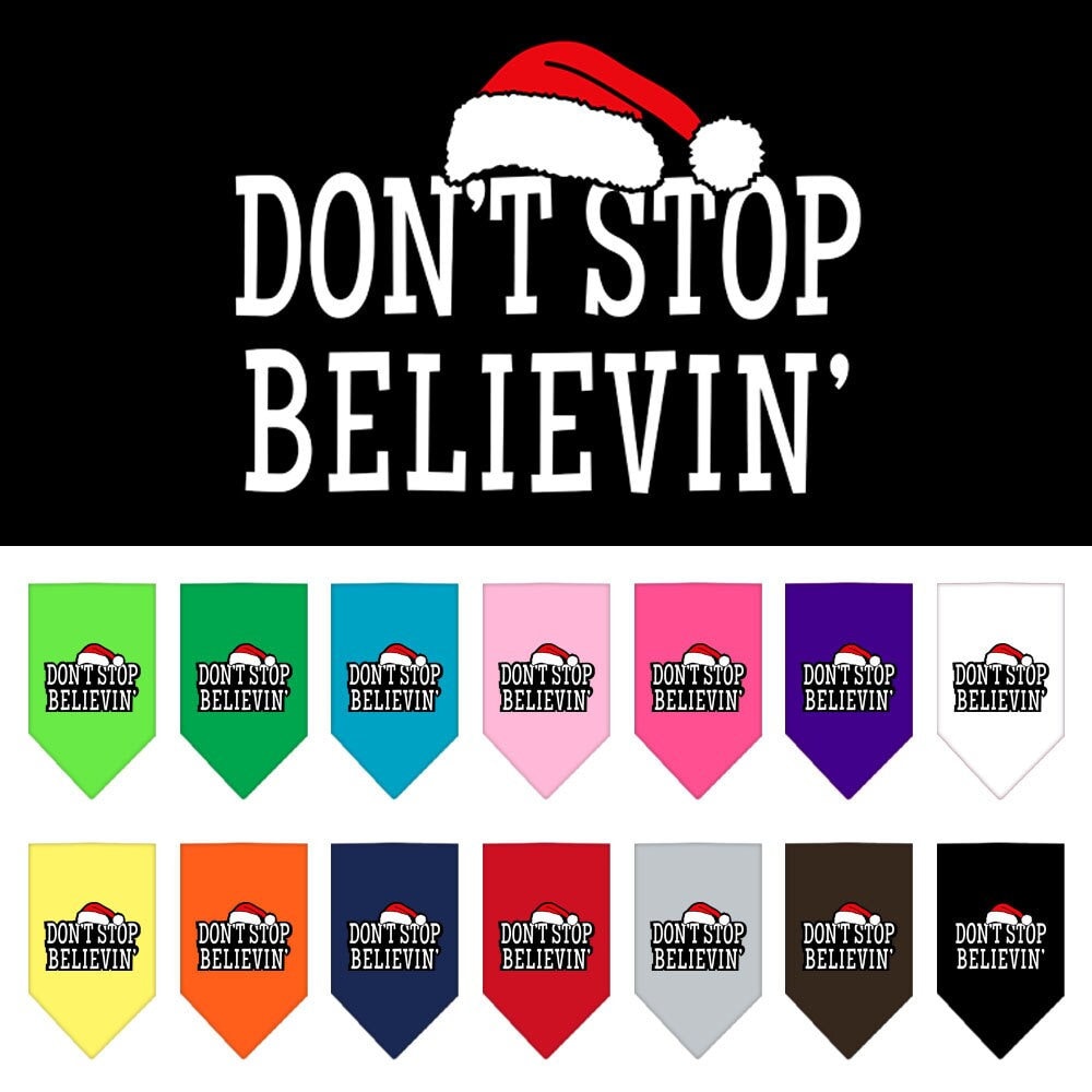 Christmas Pet and Dog Bandana Screen Printed, "Don't Stop Believin'"