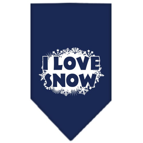 Christmas Pet and Dog Bandana Screen Printed, "I Love Snow"