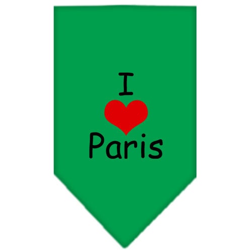 Bandana para mascotas y perros serigrafiada con la frase "I Love Paris"