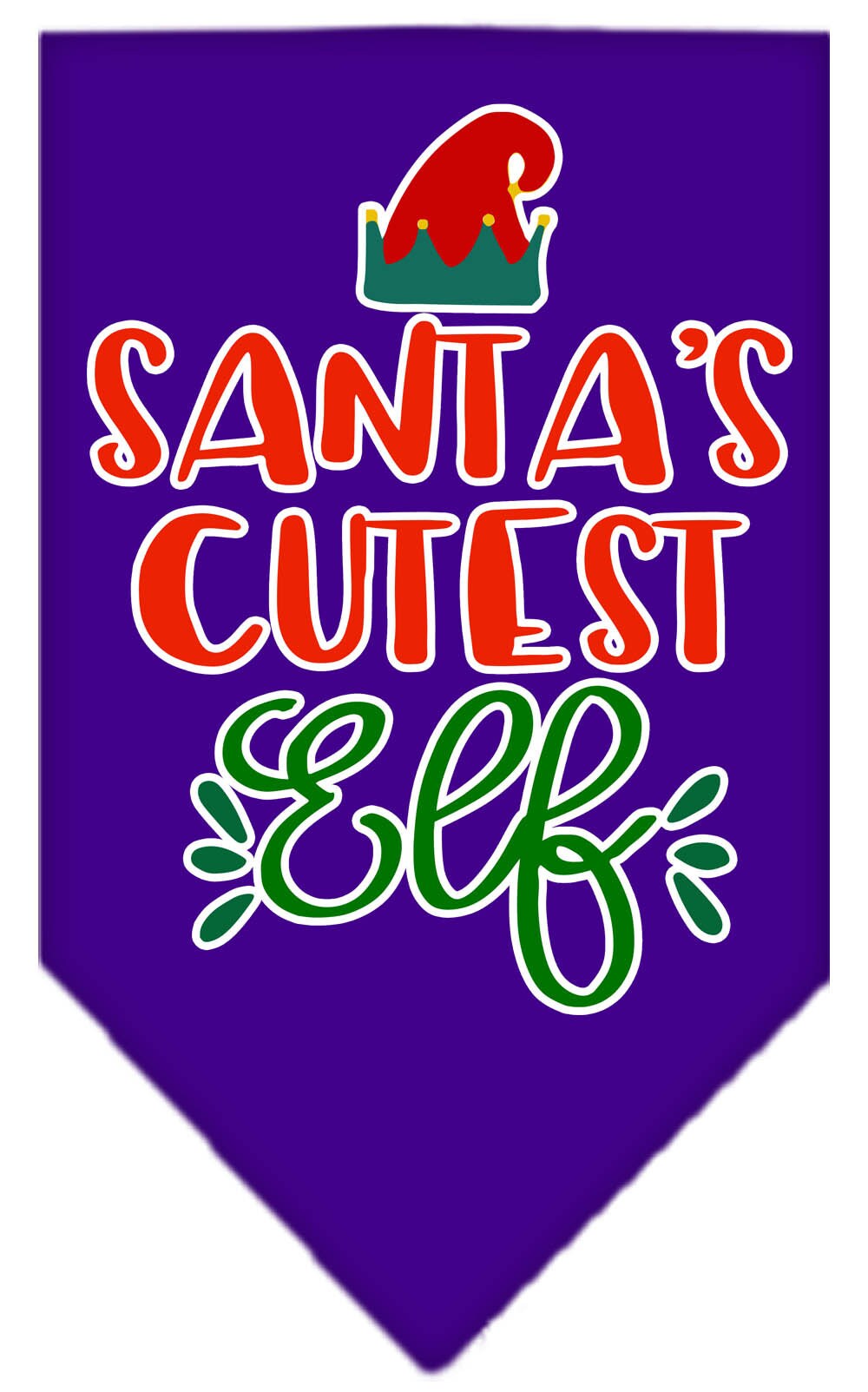 Christmas Pet and Dog Bandana Screen Printed, "Santa's Cutest Elf"