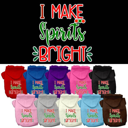 Christmas Pet Dog & Cat Hoodie Screen Printed, "I Make Spirits Bright"