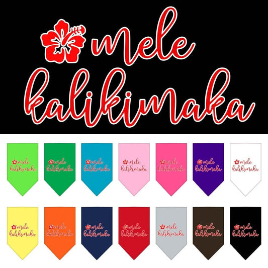 Bandana navideña para mascotas y perros serigrafiada, "Mele Kalikimaka"