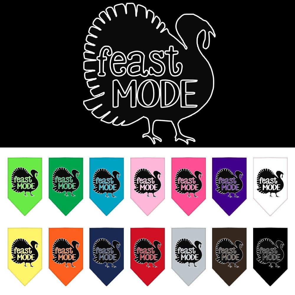 Bandana para mascotas y perros serigrafiada con la frase "Feast Mode"