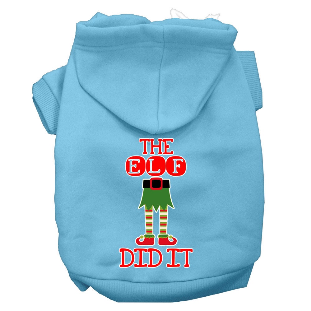 Christmas Pet Dog & Cat Hoodie Screen Printed, "The Elf Did It"