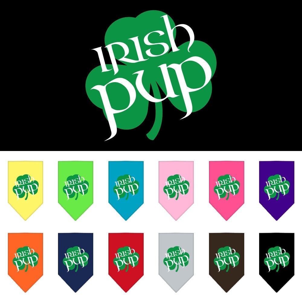 Bandana para mascotas y perros serigrafiada con la frase "Irish Pup"