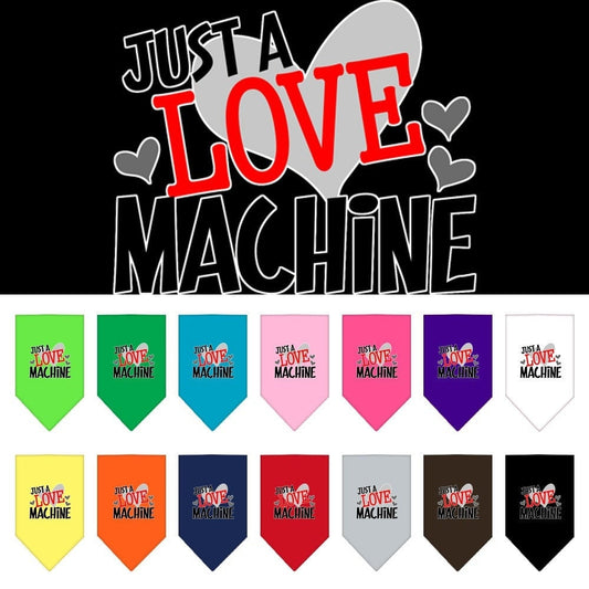 Bandana para mascotas y perros serigrafiada con la frase "Love Machine"