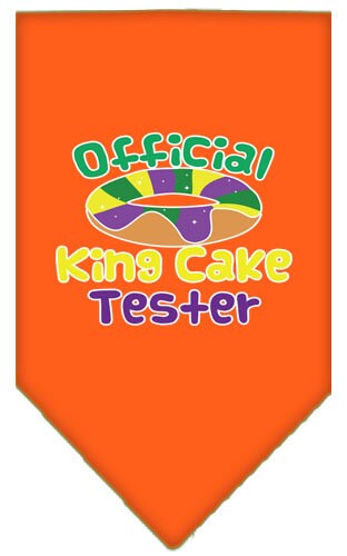 Bandana para mascotas y perros serigrafiada con el texto "King Cake Tester"