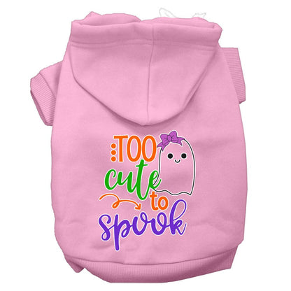 Sudadera con capucha para Halloween para mascotas, perros y gatos con serigrafía "Too Cute To Spook Girly Ghost"