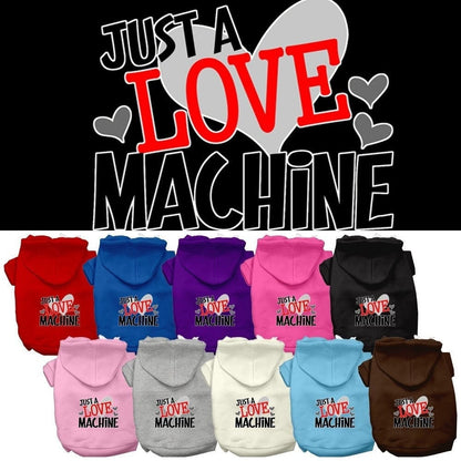 Sudadera con capucha para mascotas, perros y gatos serigrafiada con la frase "Just A Love Machine"