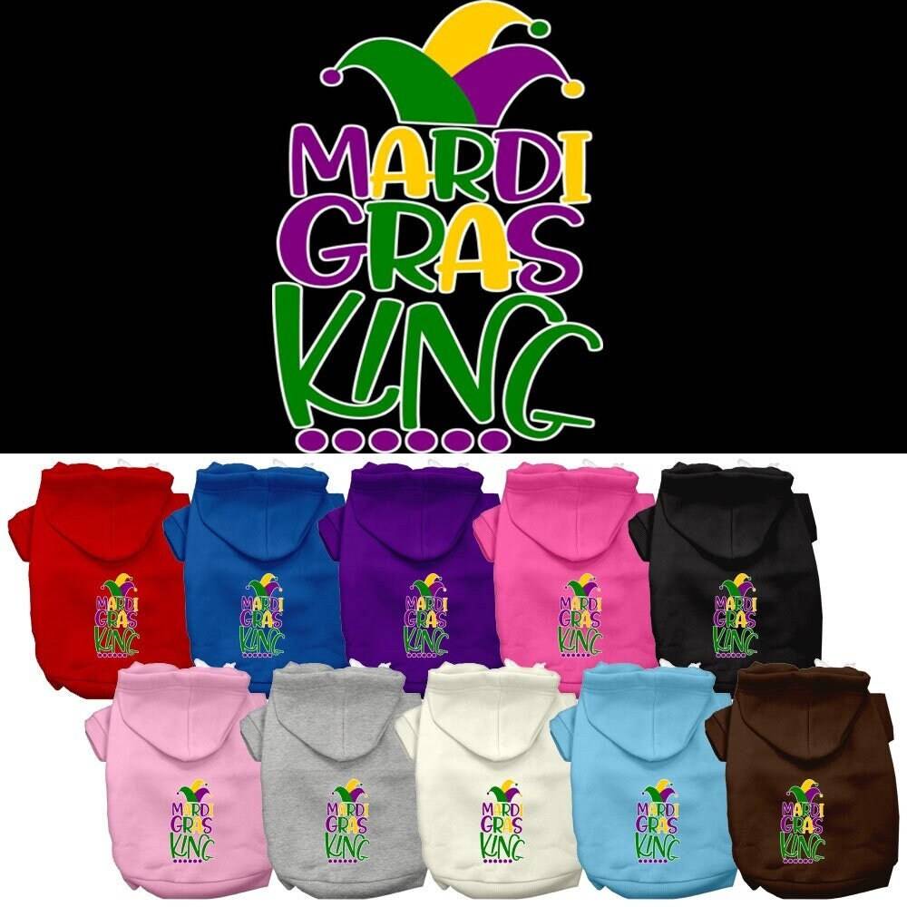 Sudadera con capucha para perros y gatos con serigrafía "Mardi Gras King"