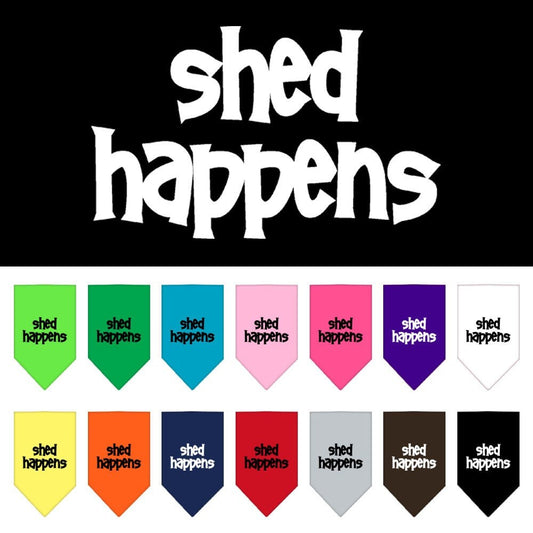 Bandana para mascotas y perros serigrafiada con la frase "Shed Happens"