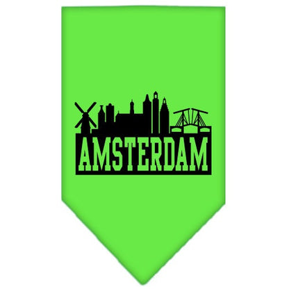 Bandana para mascotas y perros serigrafiada con el lema "Amsterdam Skyline"