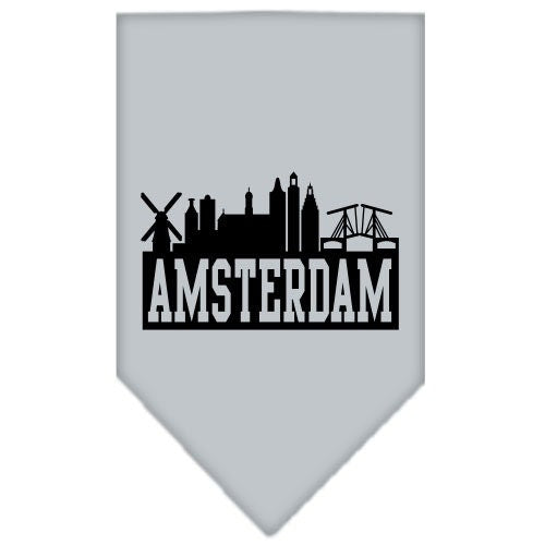 Bandana para mascotas y perros serigrafiada con el lema "Amsterdam Skyline"