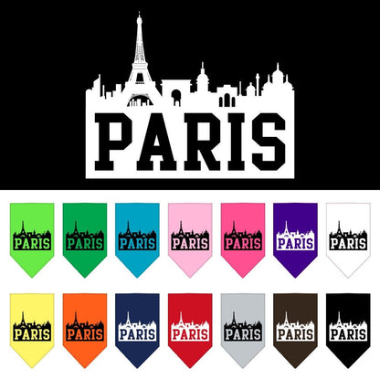 Bandana para mascotas y perros serigrafiada con el lema "Paris Skyline"