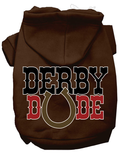 Sudadera con capucha para mascotas, perros y gatos serigrafiada con el texto "Derby Dude"