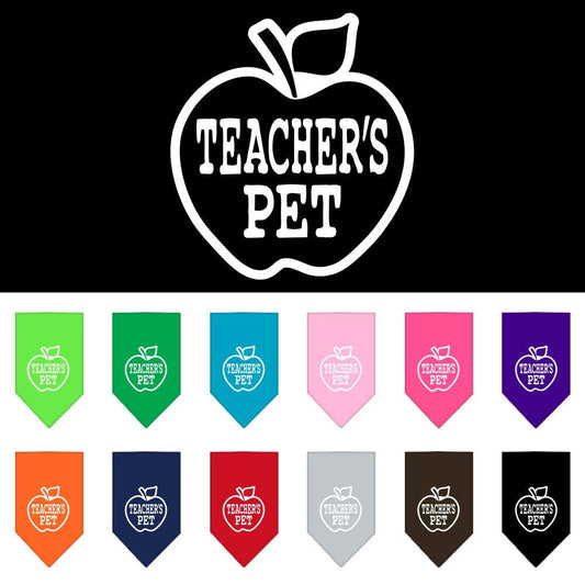 Bandana para mascotas y perros serigrafiada con la frase "Teachers Pet"