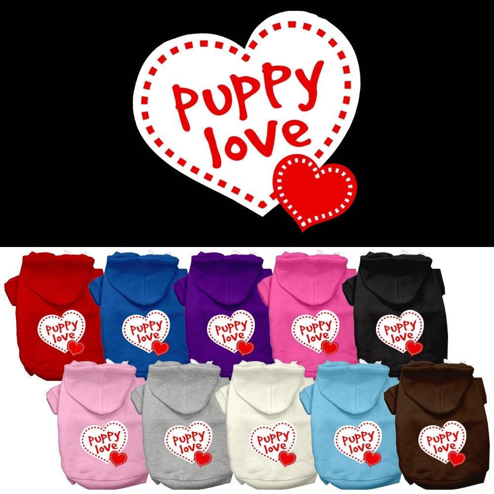 Sudadera con capucha para perros y gatos con serigrafía "Puppy Love"