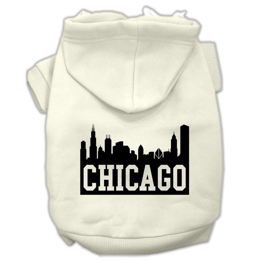 Sudadera con capucha para mascotas, perros y gatos serigrafiada con el lema "Chicago Skyline"