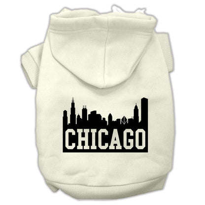 Sudadera con capucha para mascotas, perros y gatos serigrafiada con el lema "Chicago Skyline"