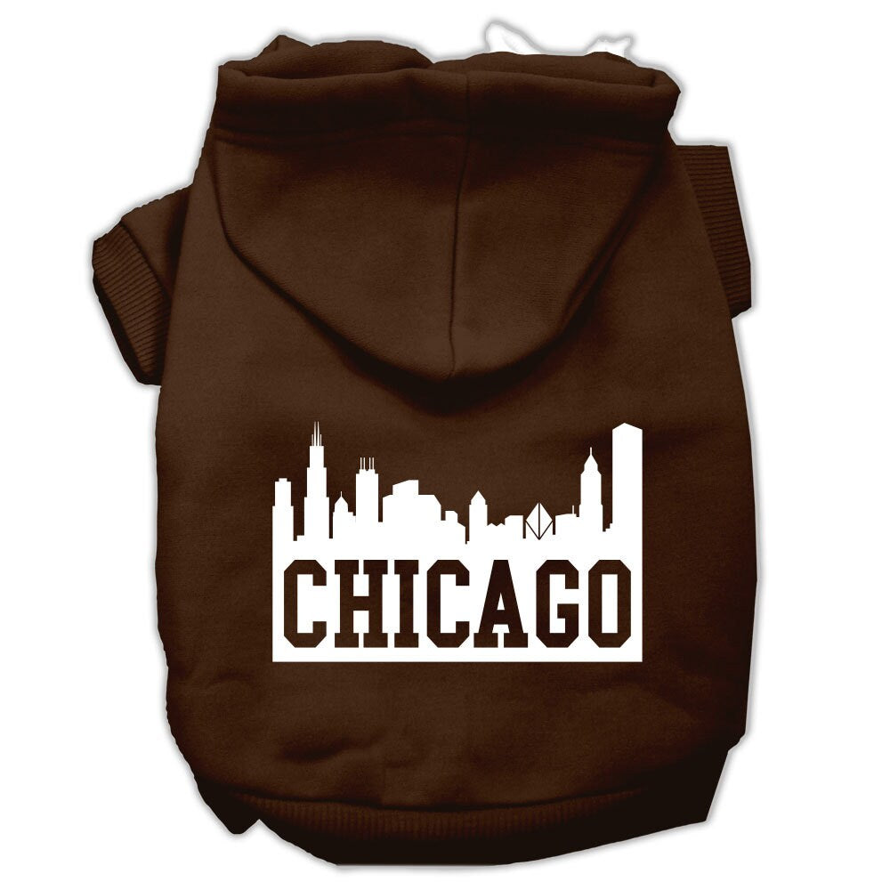 Sudadera con capucha para mascotas, perros y gatos serigrafiada con el lema "Chicago Skyline"