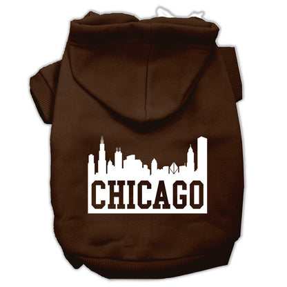 Sudadera con capucha para mascotas, perros y gatos serigrafiada con el lema "Chicago Skyline"