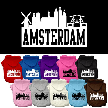 Pet, Dog & Cat Hoodie Screen Printed, "Amsterdam Skyline"