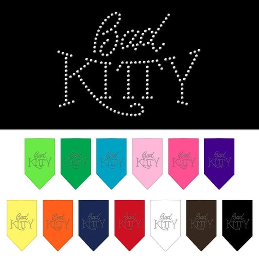 Bandana para mascotas y perros con diamantes de imitación, "Bad Kitty"