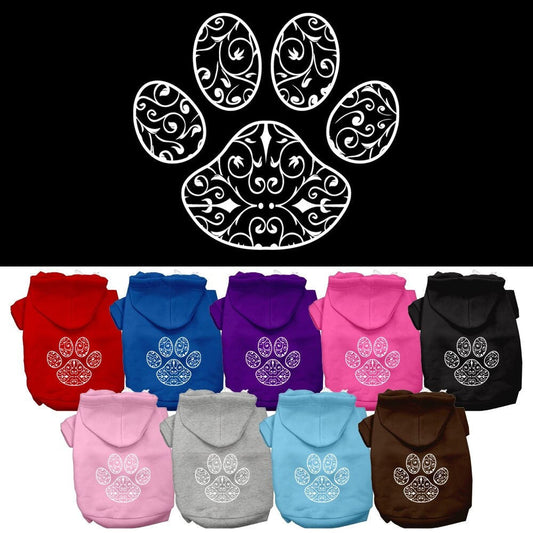 Sudadera con capucha para mascotas, perros y gatos serigrafiada, "Henna Paw"