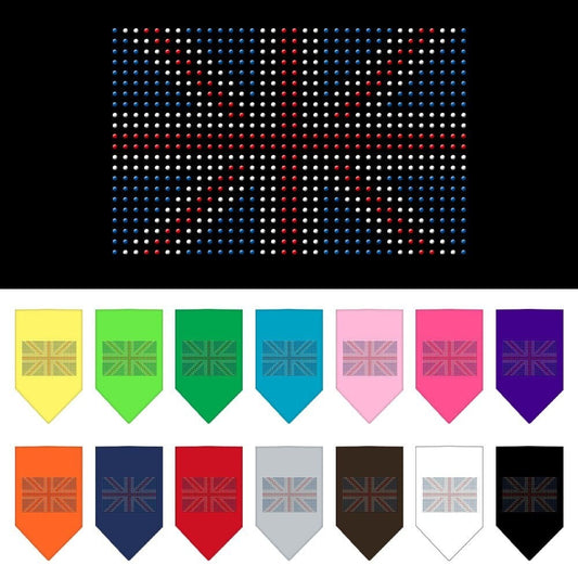 Bandana para mascotas y perros con diamantes de imitación, "Bandera británica"