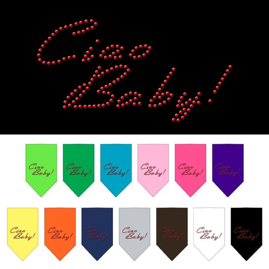 Bandana para mascotas y perros con diamantes de imitación, "Ciao Baby"