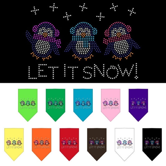 Bandana navideña con diamantes de imitación para perros y mascotas, "Let It Snow Penguins"