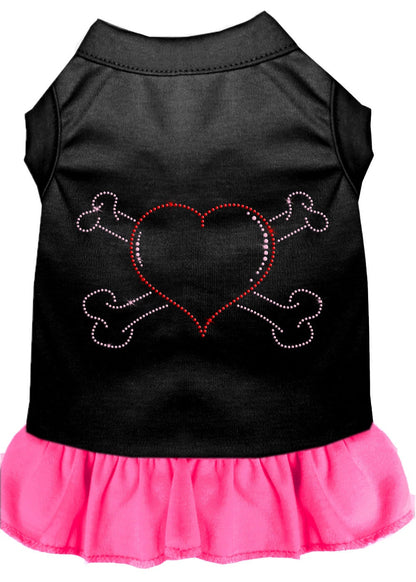 Pet Dog and Cat Dress Rhinestone,  "Heart & Crossbones"