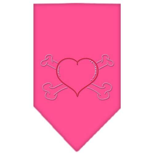 Pet and Dog Bandana Rhinestone, "Heart Crossbone"