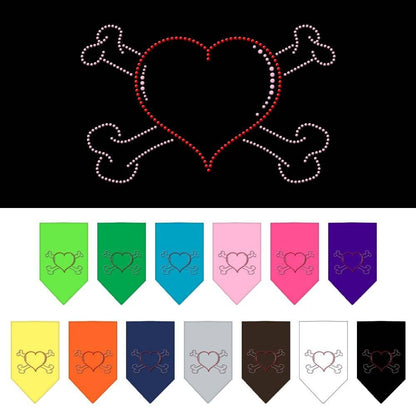 Pet and Dog Bandana Rhinestone, "Heart Crossbone"