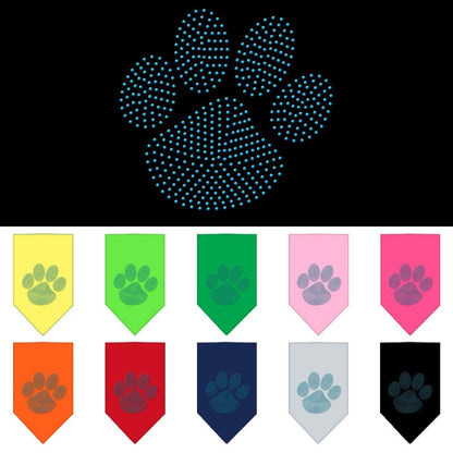 Bandana para mascotas y perros con diamantes de imitación, "Paw Blue"