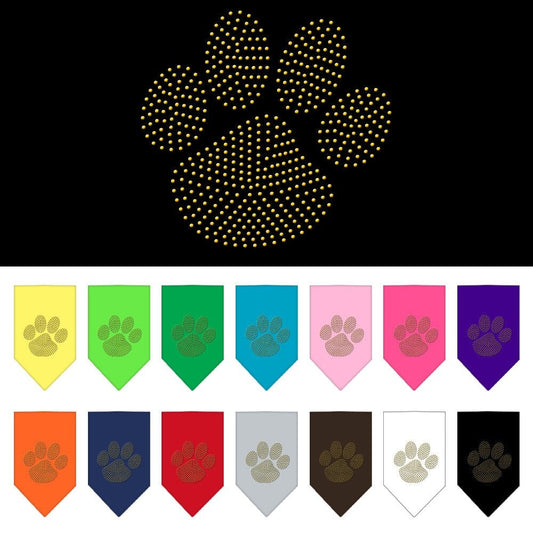 Bandana para mascotas y perros con diamantes de imitación, "Paw Gold"