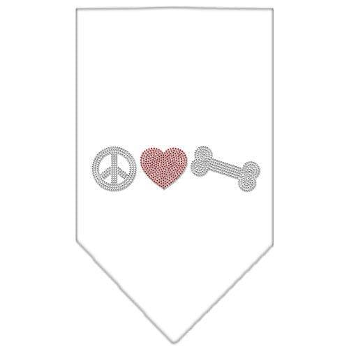 Bandana para mascotas y perros con diamantes de imitación, "Peace Love Bone"