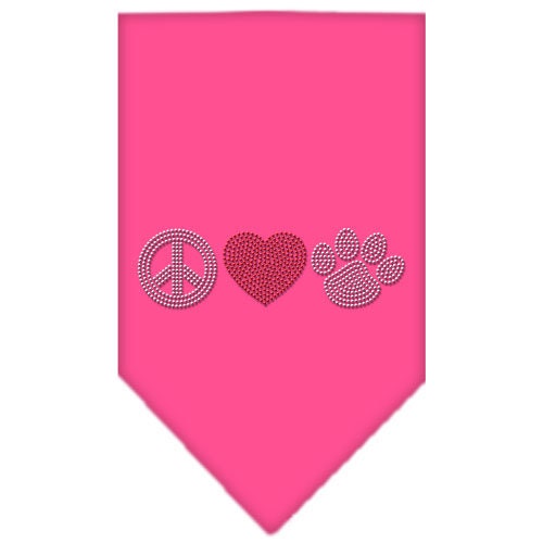 Bandana para mascotas y perros con diamantes de imitación, "Peace Love Paw"