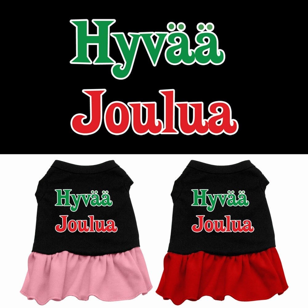 Christmas Pet Dog & Cat Dress Screen Printed, "Hyvaa Joulua"